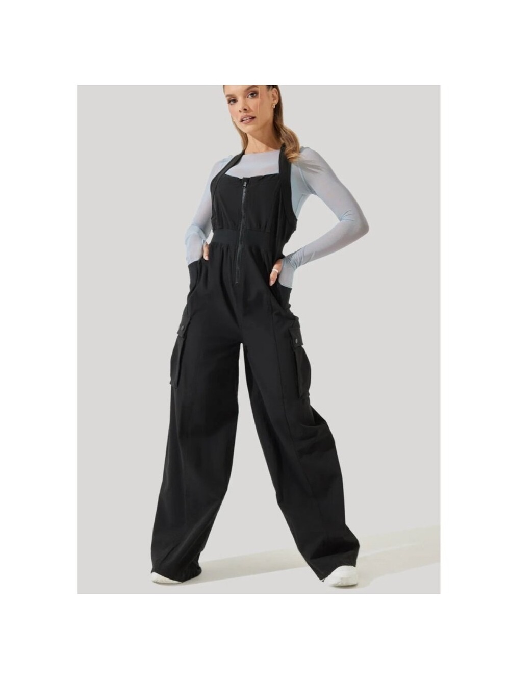 PopFlex Take A Hike Overalls Jumpsuit Black Medium